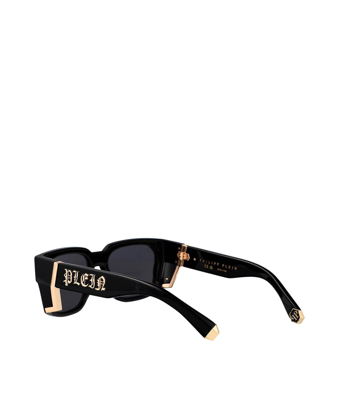 PHILIPP PLEIN Черные пластиковые солнцезащитные очки, фото 4