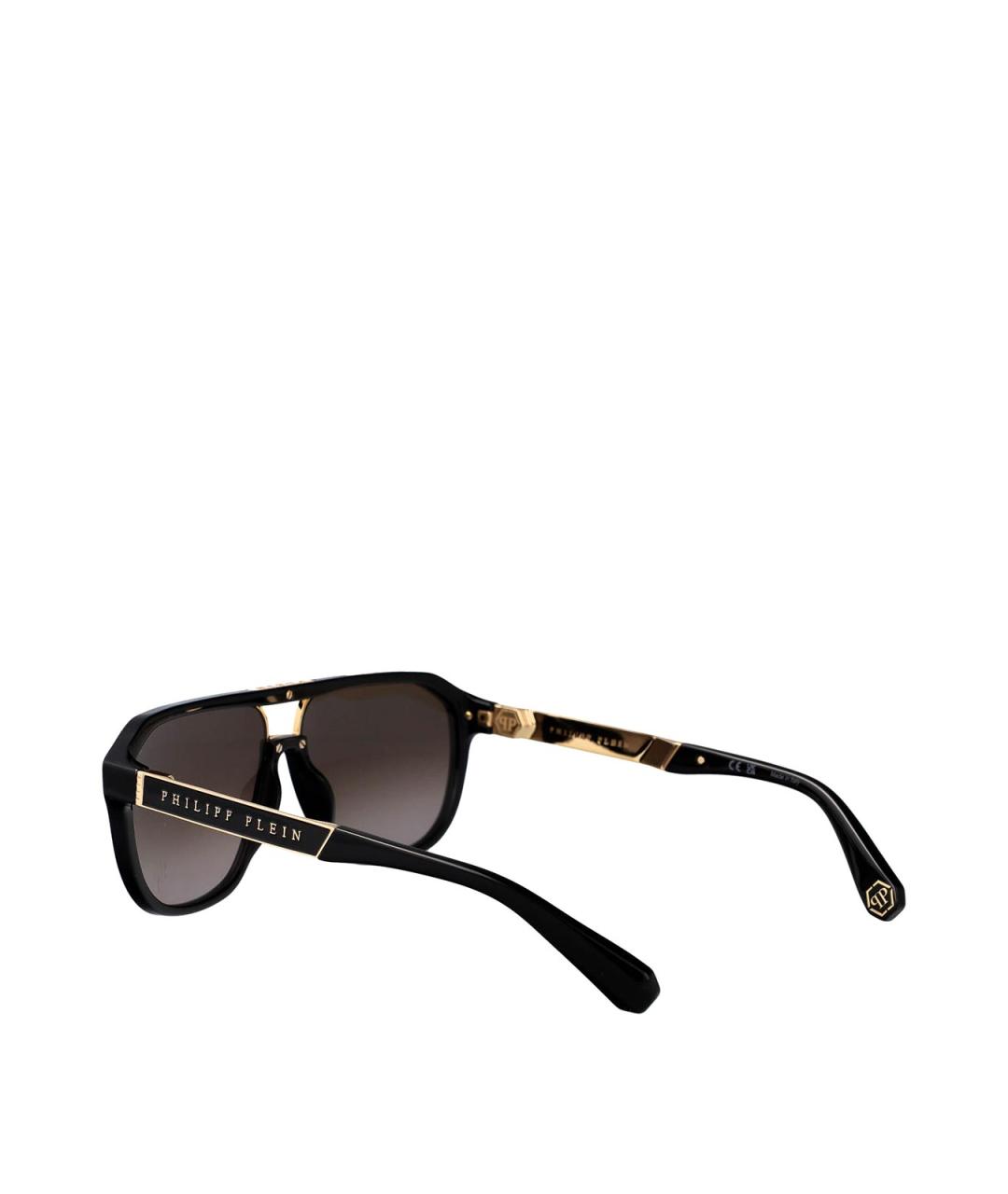 PHILIPP PLEIN Черные пластиковые солнцезащитные очки, фото 4