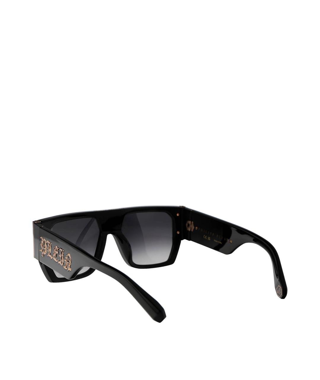 PHILIPP PLEIN Черные пластиковые солнцезащитные очки, фото 4