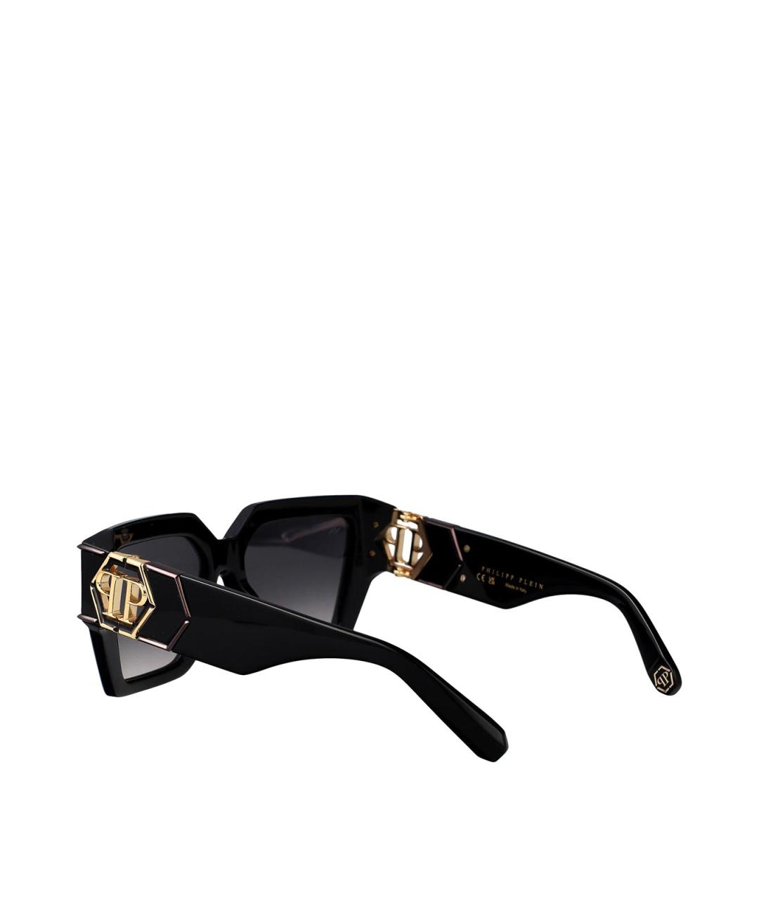 PHILIPP PLEIN Черные пластиковые солнцезащитные очки, фото 4