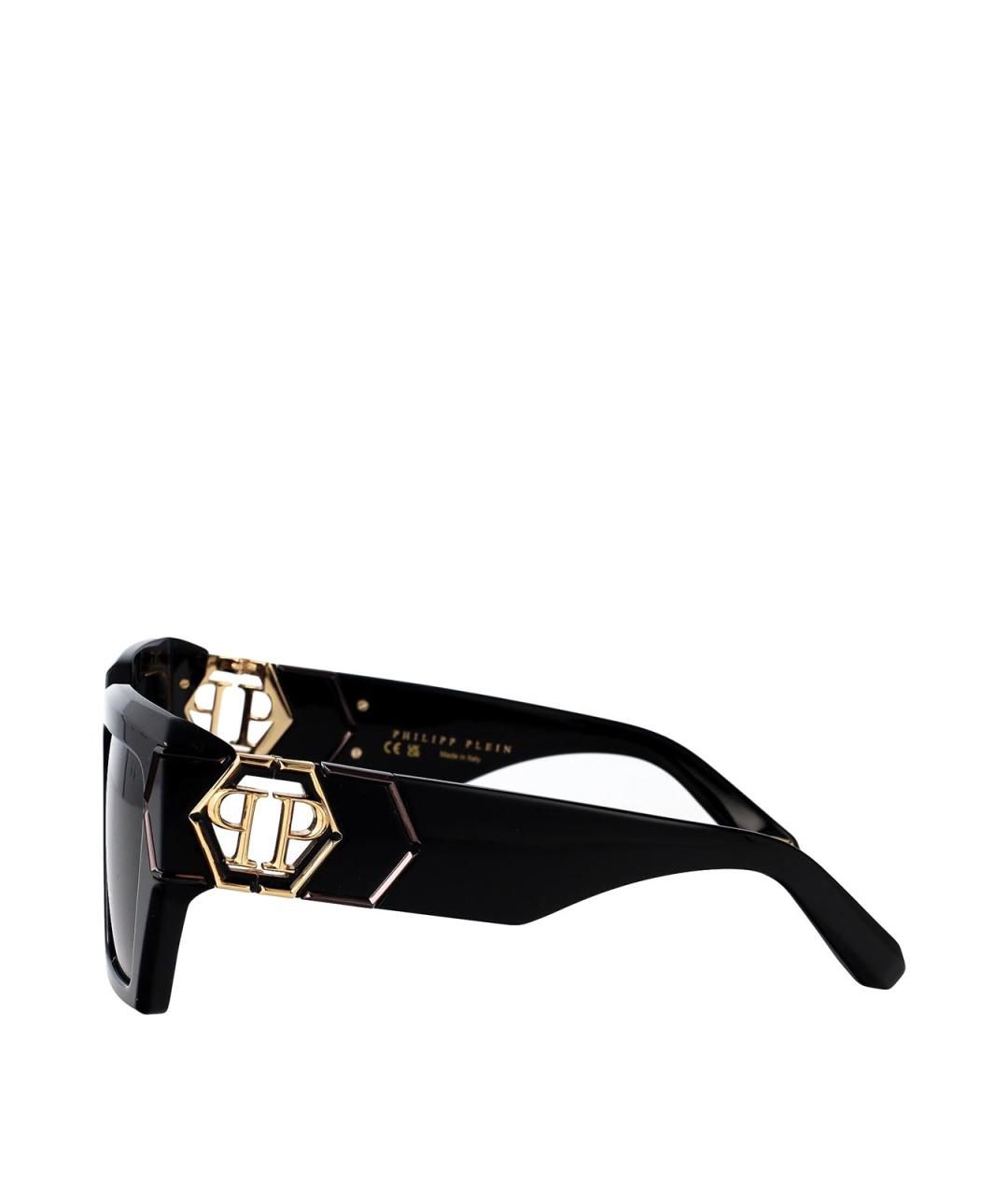 PHILIPP PLEIN Черные пластиковые солнцезащитные очки, фото 3