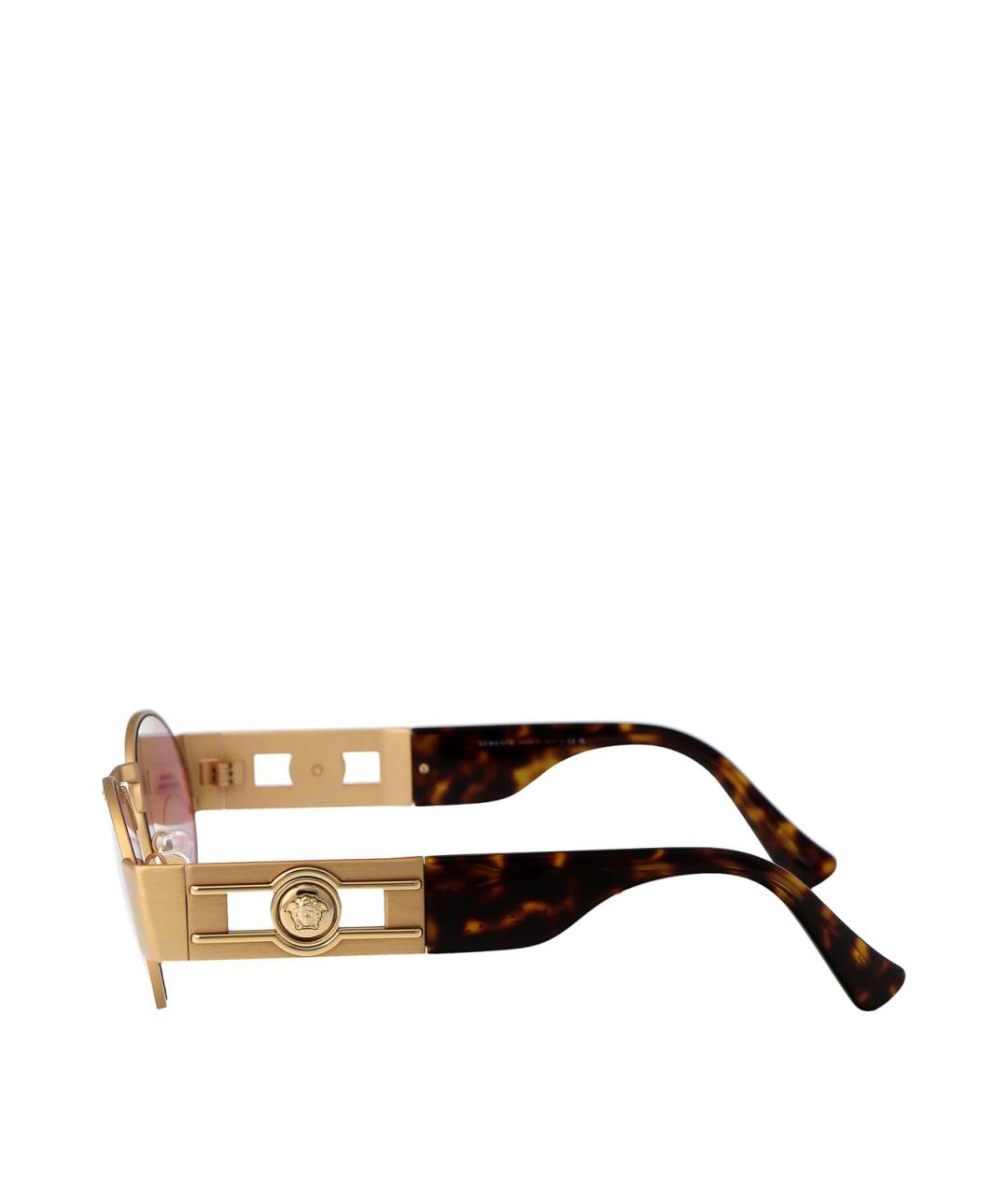 VERSACE Золотые металлические солнцезащитные очки, фото 3