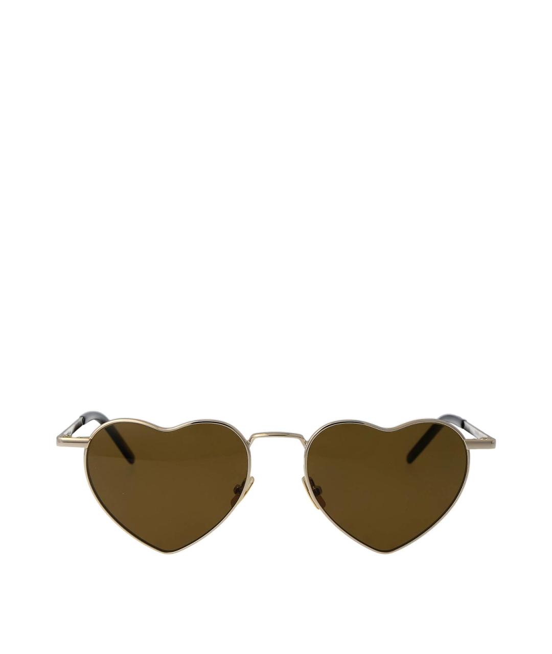 SAINT LAURENT Золотые металлические солнцезащитные очки, фото 1