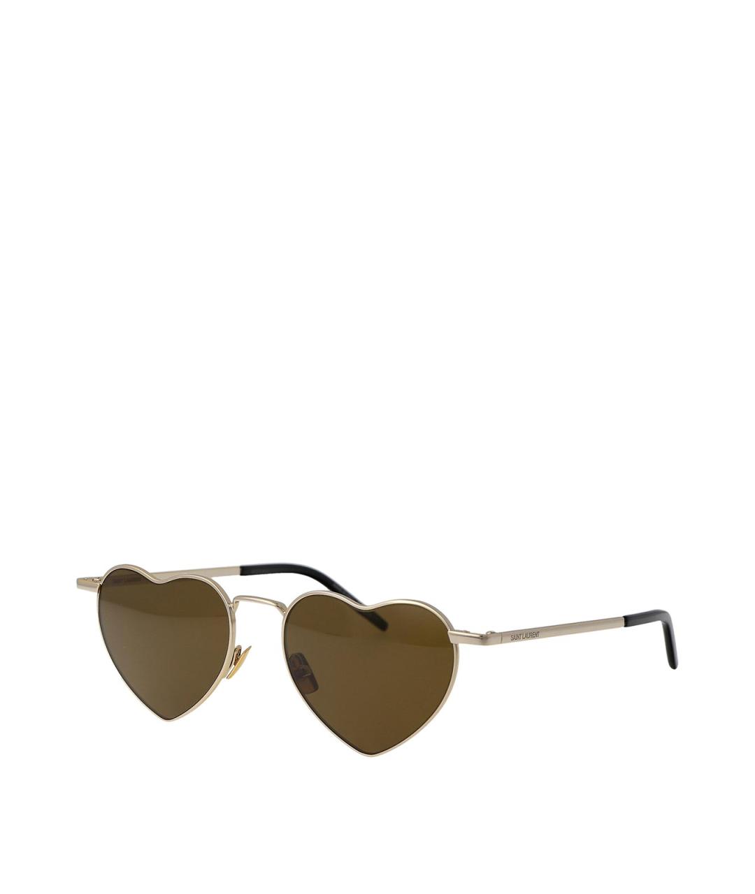 SAINT LAURENT Золотые металлические солнцезащитные очки, фото 2