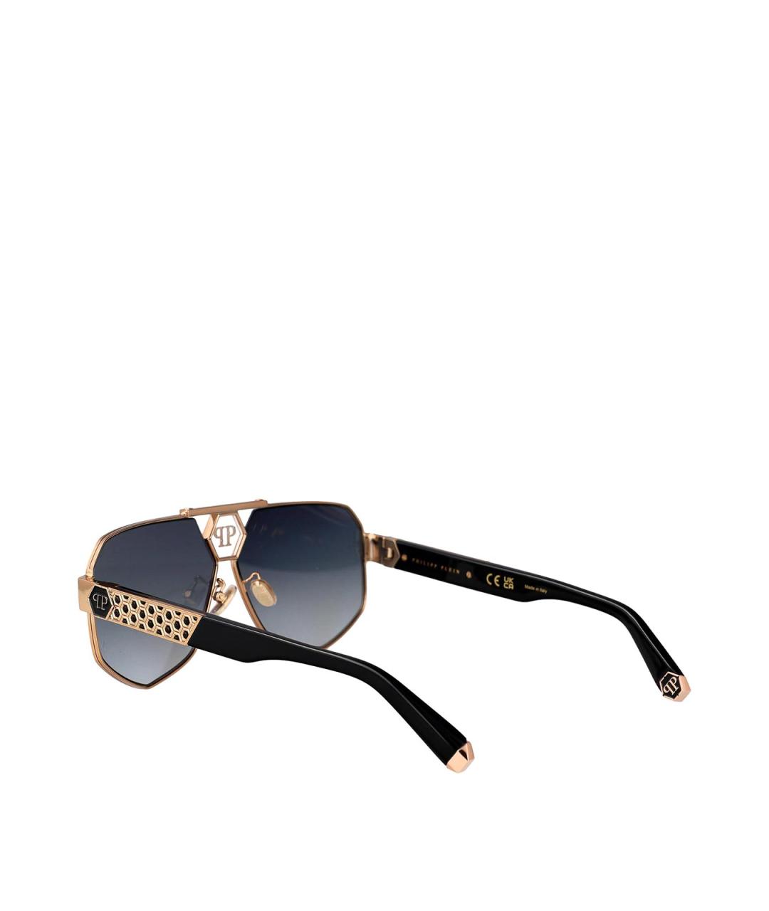 PHILIPP PLEIN Золотые пластиковые солнцезащитные очки, фото 4