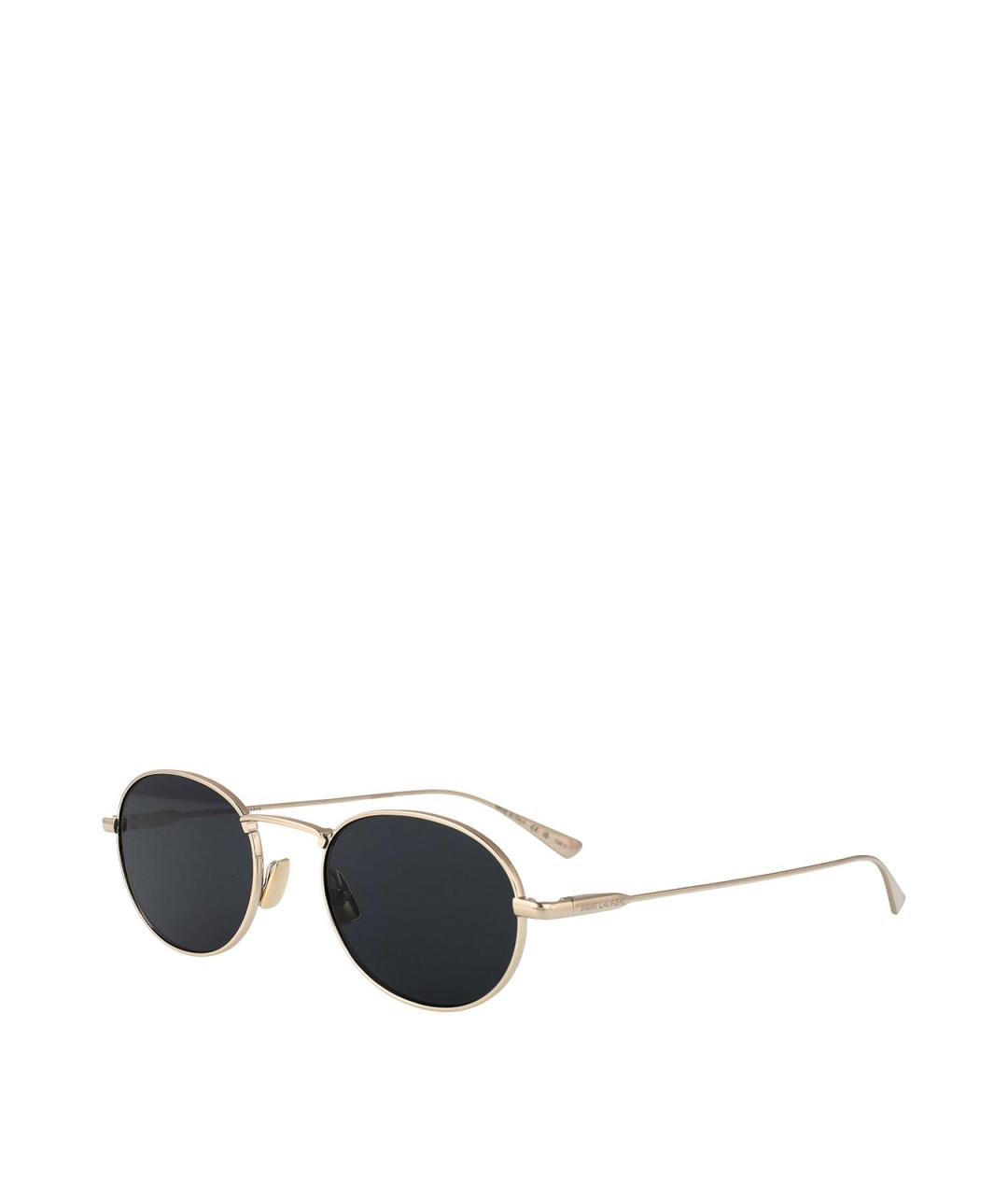SAINT LAURENT Золотые металлические солнцезащитные очки, фото 2