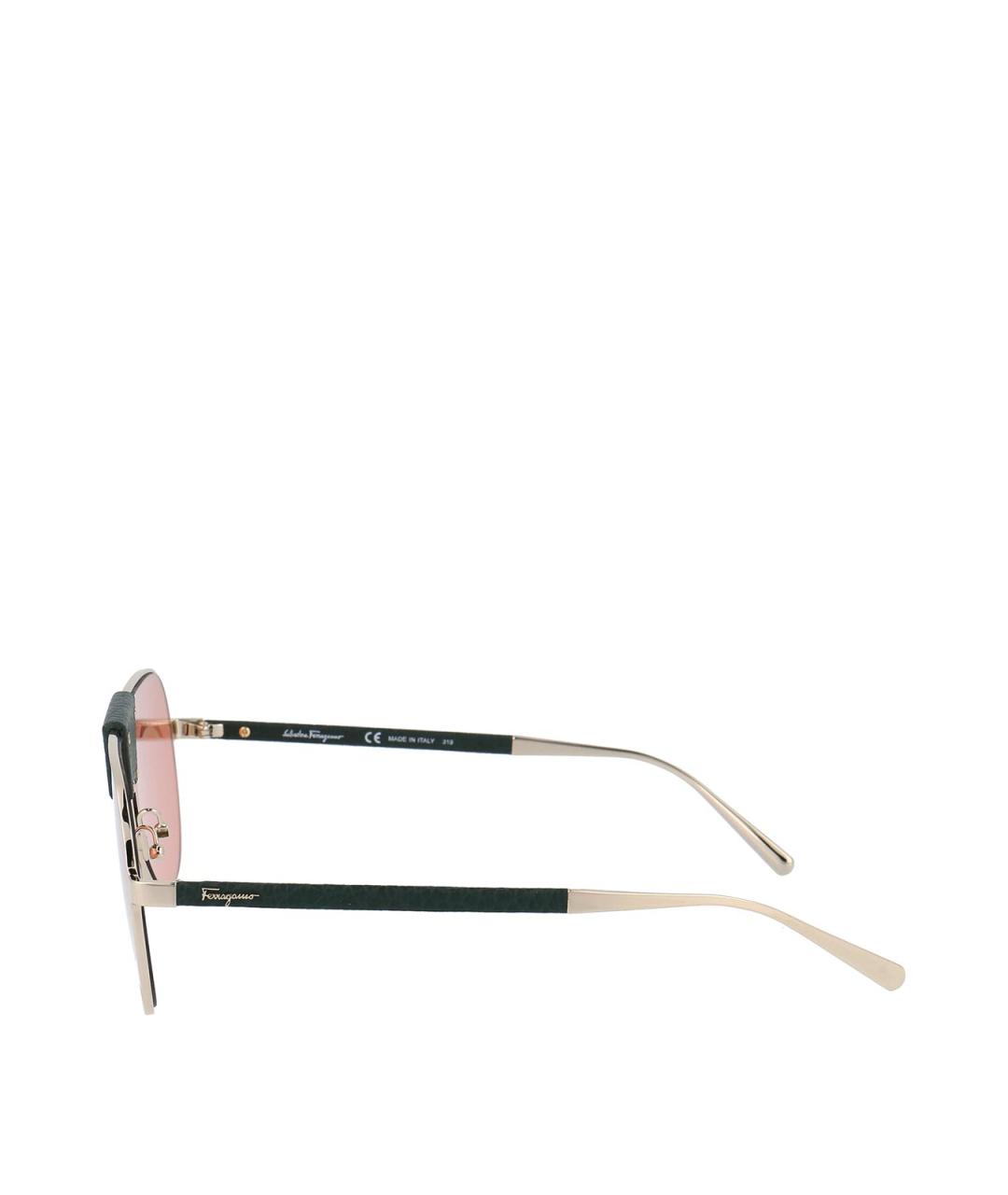 FERRAGAMO Золотые металлические солнцезащитные очки, фото 3
