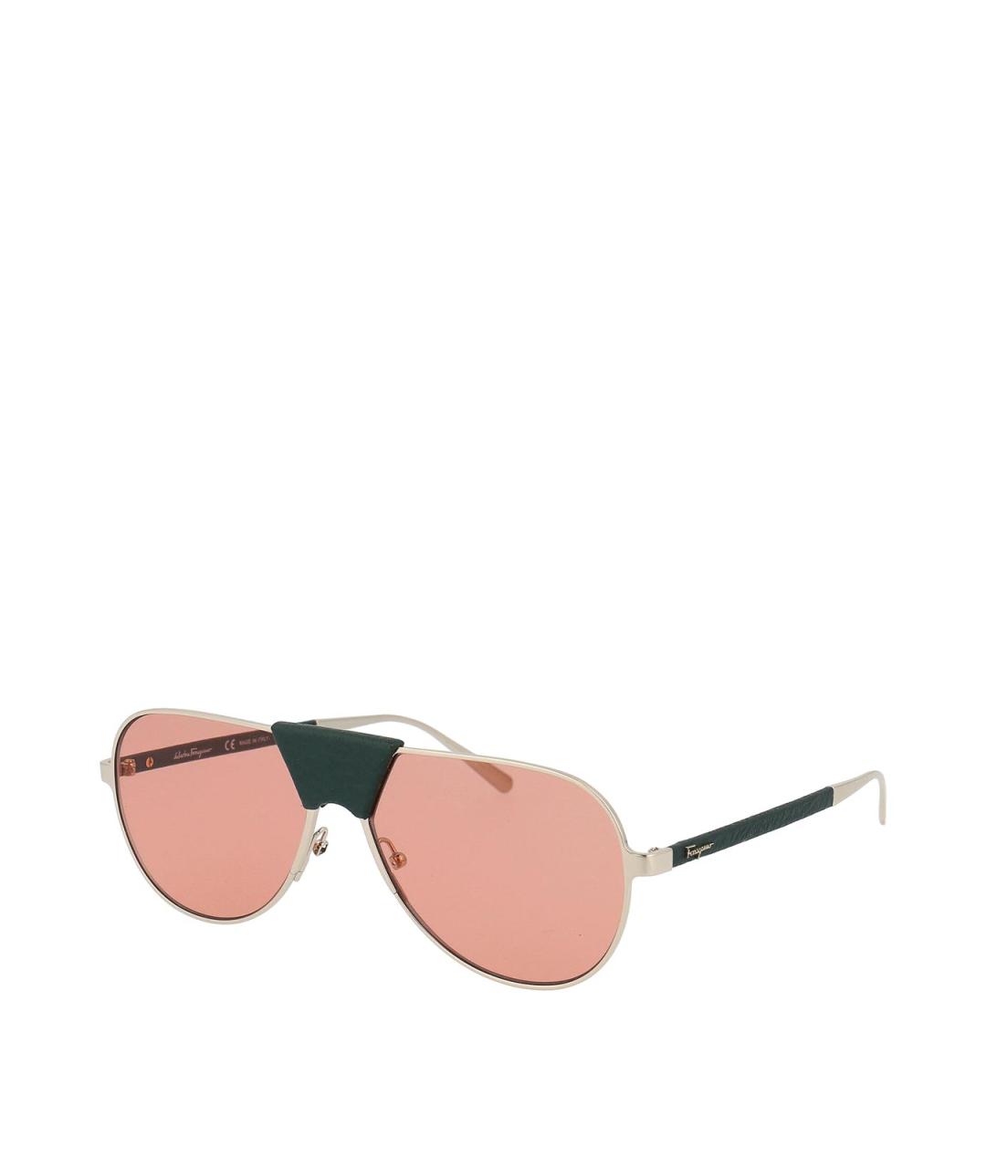 FERRAGAMO Золотые металлические солнцезащитные очки, фото 2