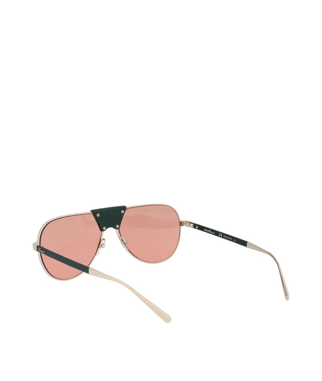 FERRAGAMO Золотые металлические солнцезащитные очки, фото 4