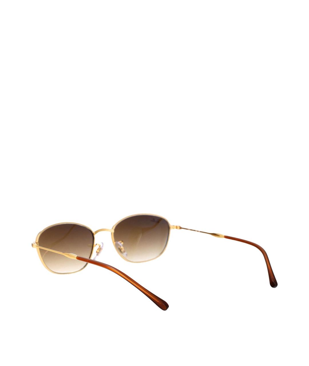 RAY BAN Золотые металлические солнцезащитные очки, фото 4