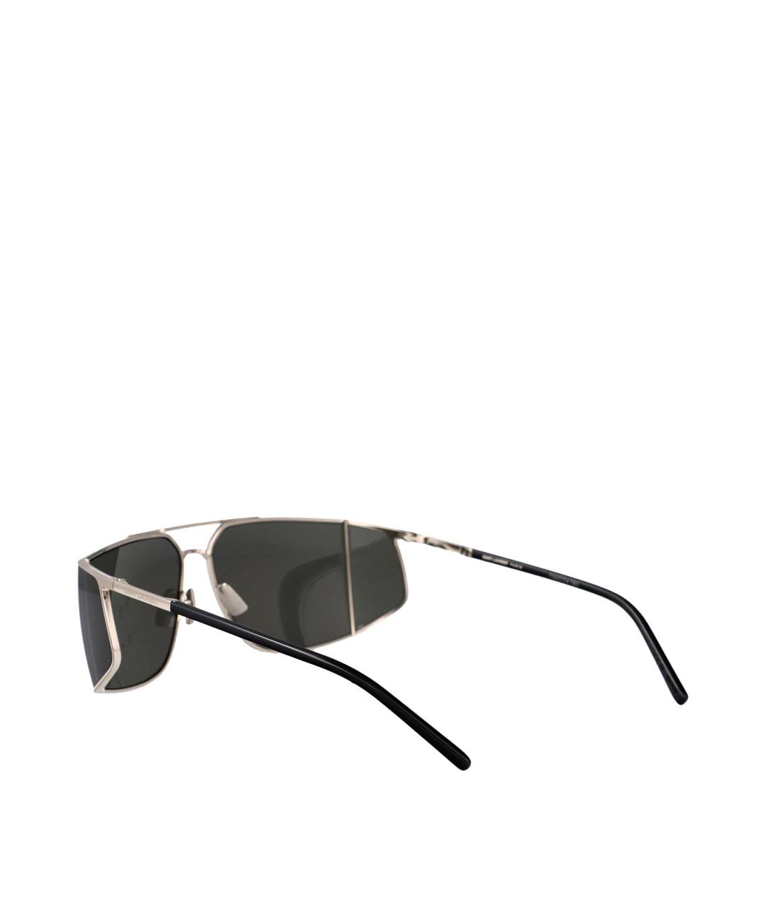 SAINT LAURENT Серебряные металлические солнцезащитные очки, фото 4