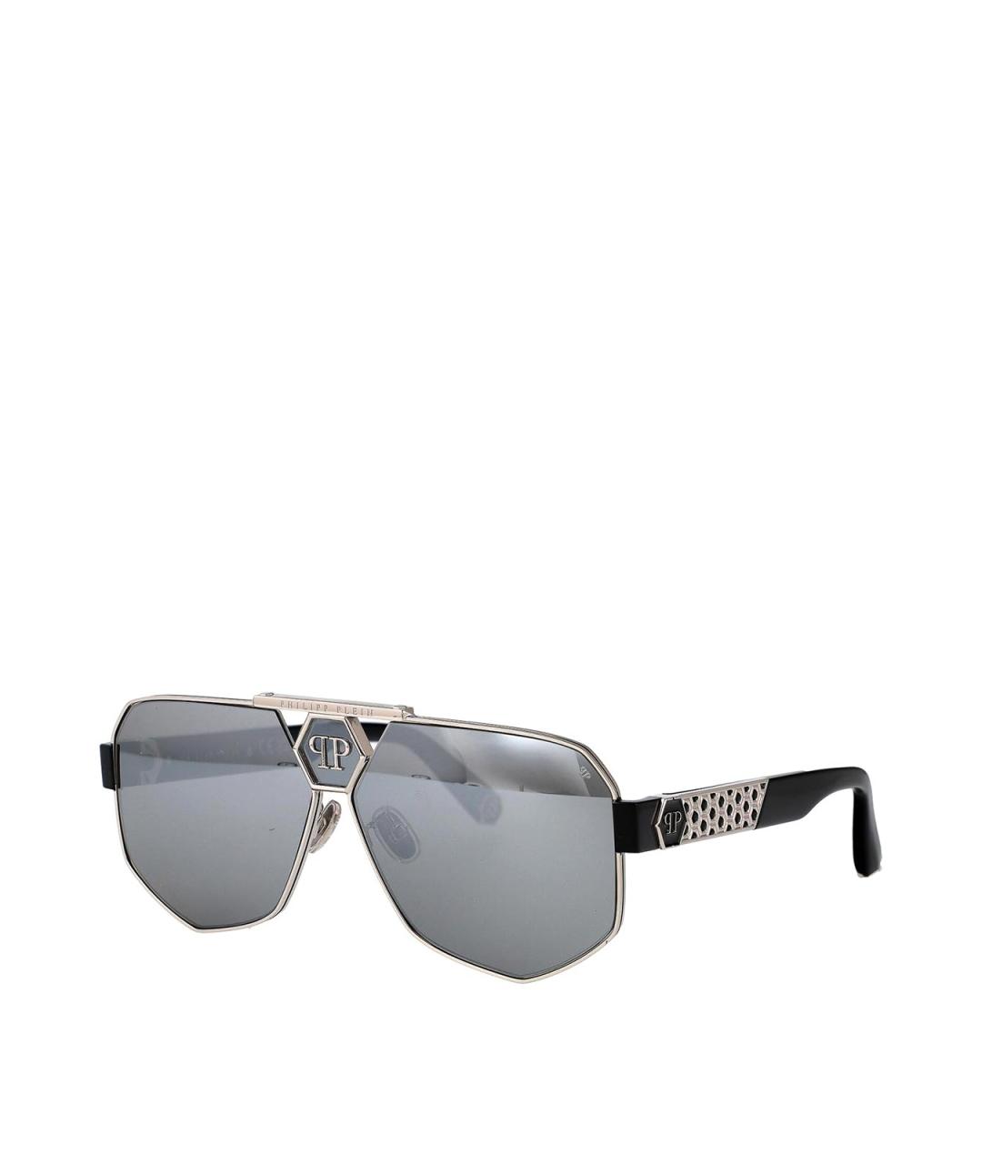 PHILIPP PLEIN Серебряные пластиковые солнцезащитные очки, фото 2