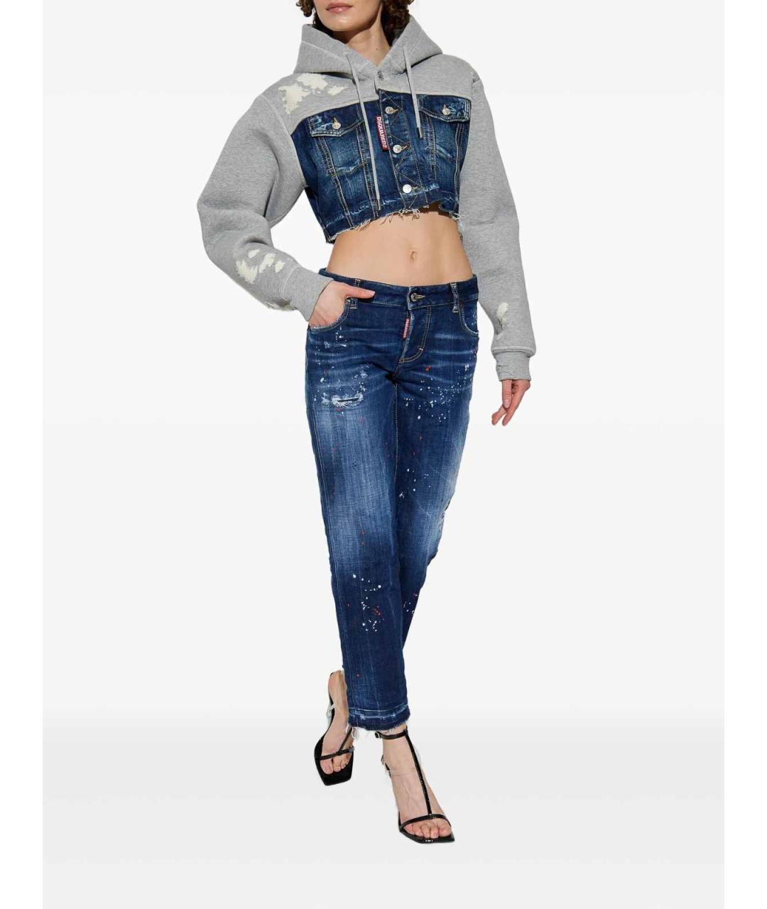 DSQUARED2 Синие хлопковые джинсы клеш, фото 2