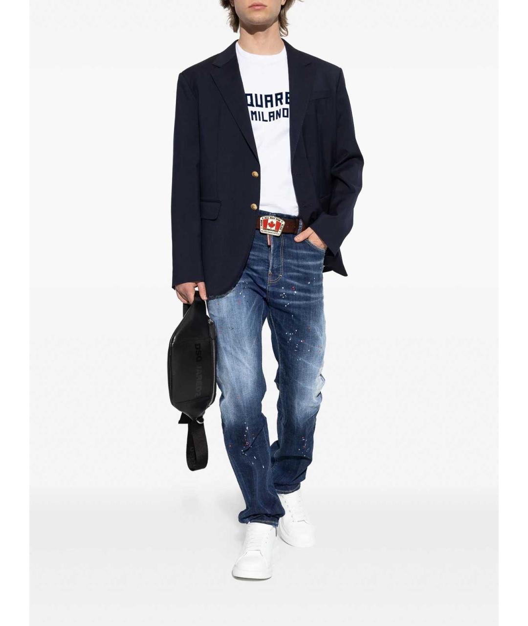 DSQUARED2 Синие хлопковые прямые джинсы, фото 2