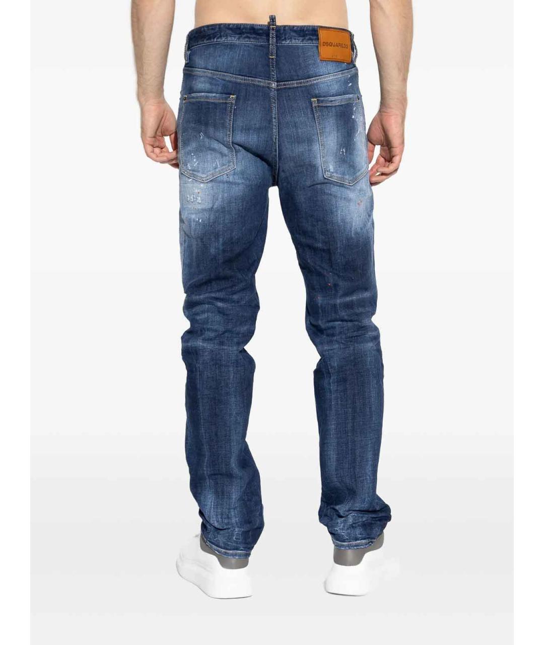 DSQUARED2 Синие хлопковые прямые джинсы, фото 4