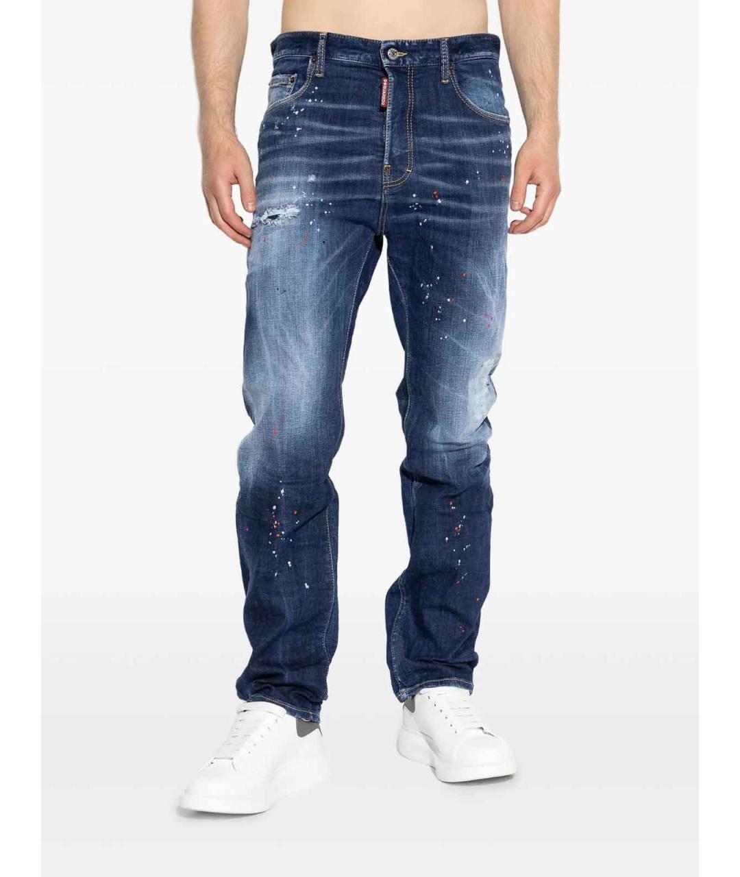 DSQUARED2 Синие хлопковые прямые джинсы, фото 3