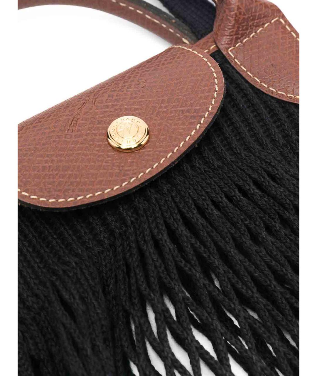 LONGCHAMP Черная хлопковая сумка тоут, фото 4