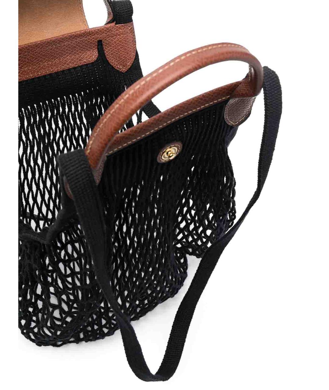 LONGCHAMP Черная хлопковая сумка тоут, фото 5