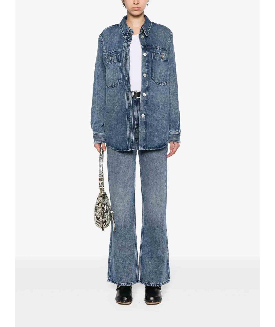 ISABEL MARANT Голубые кожаные брюки широкие, фото 2