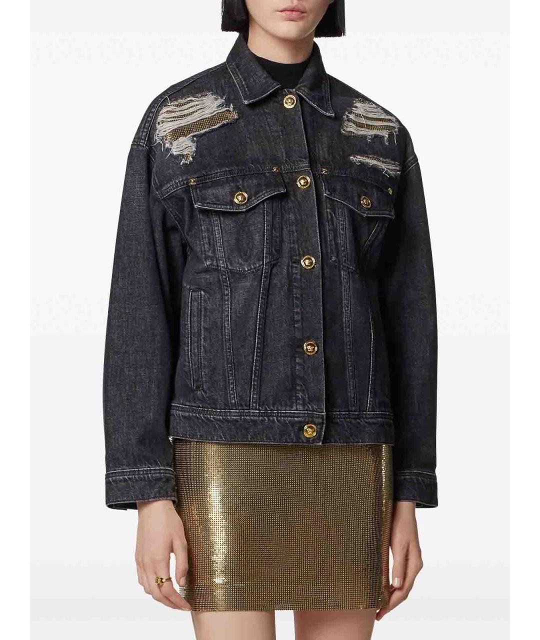 VERSACE Черная хлопковая куртка, фото 3
