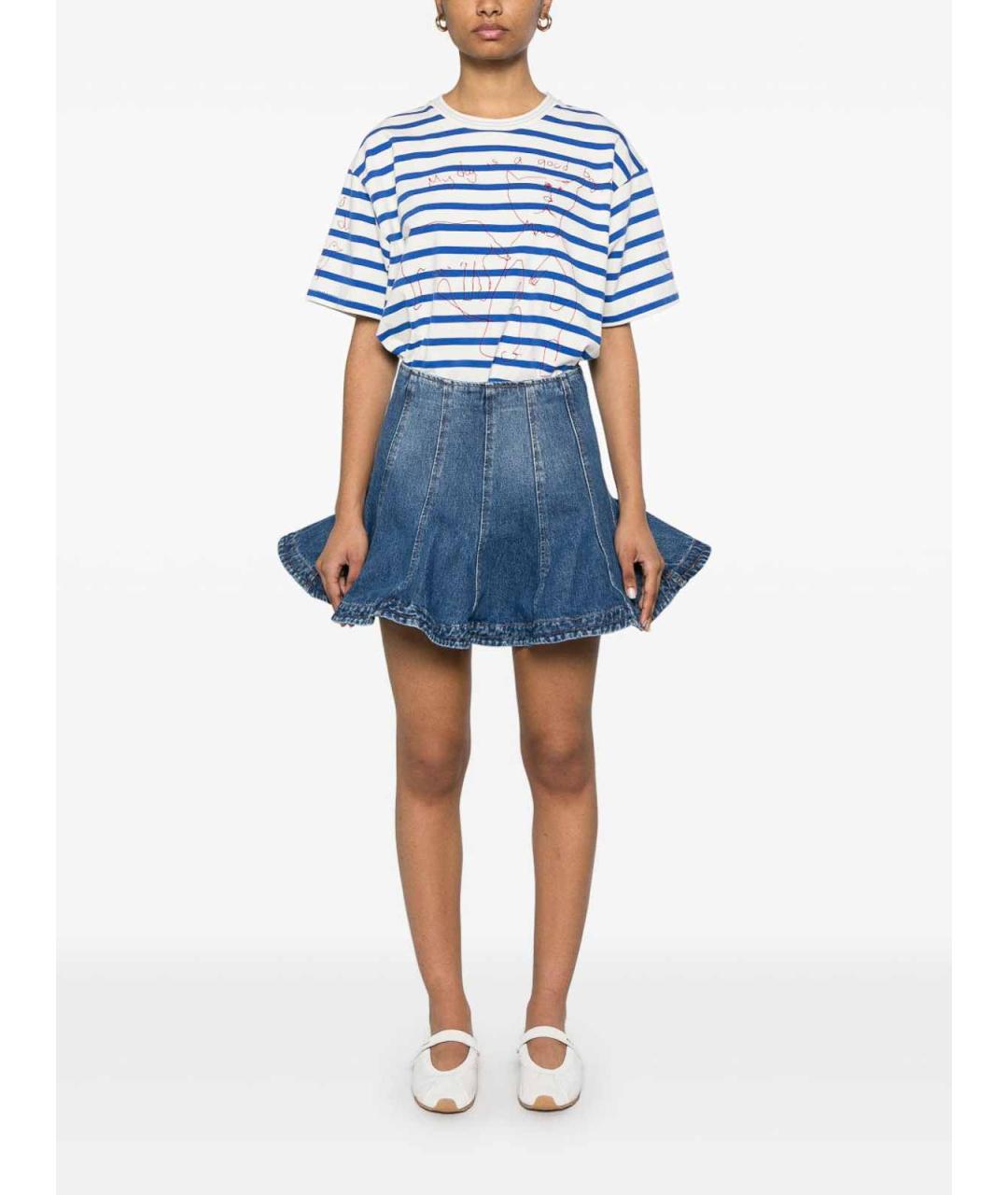 MSGM Синяя хлопковая юбка мини, фото 2