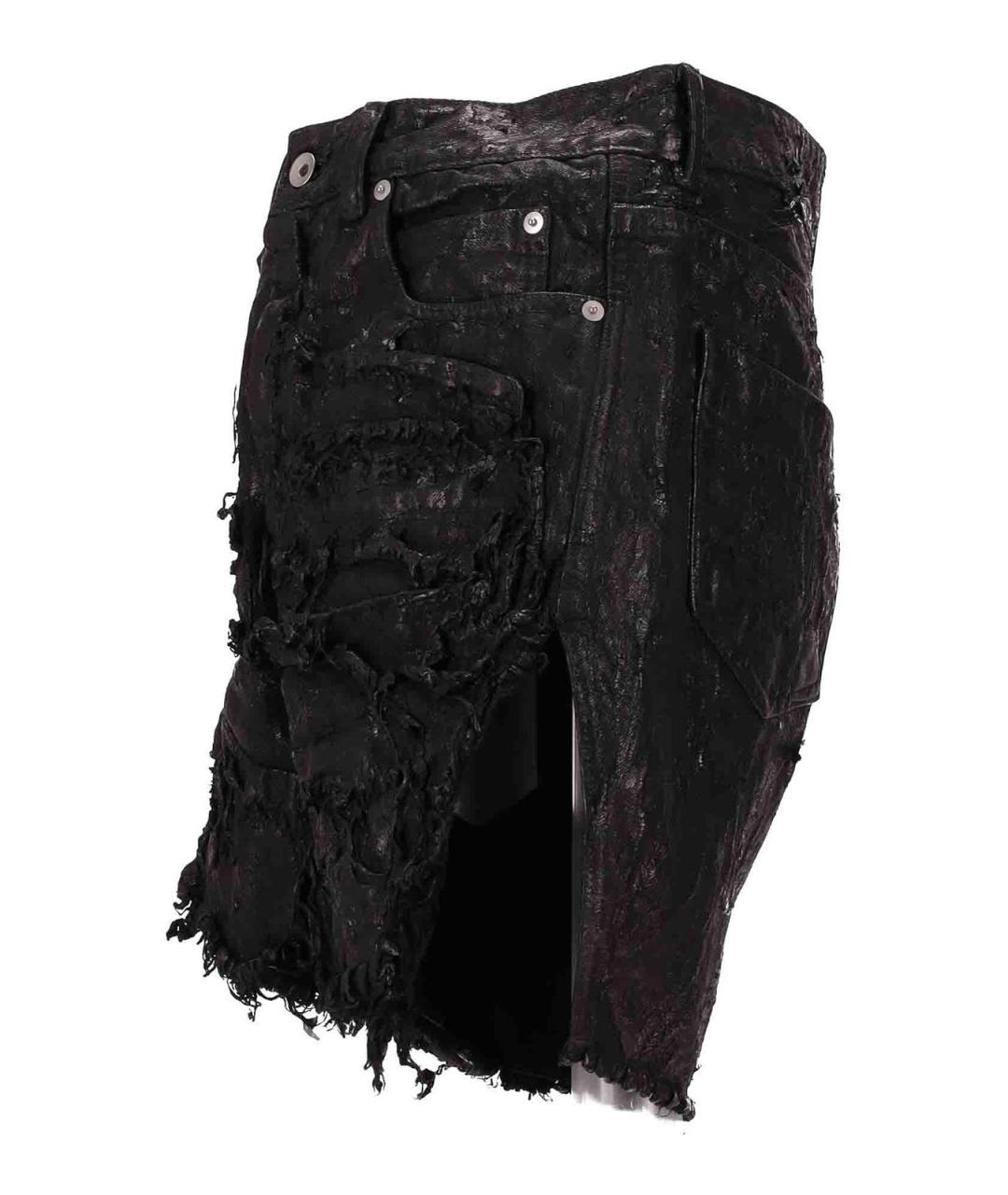 RICK OWENS Черные кожаные шорты, фото 2