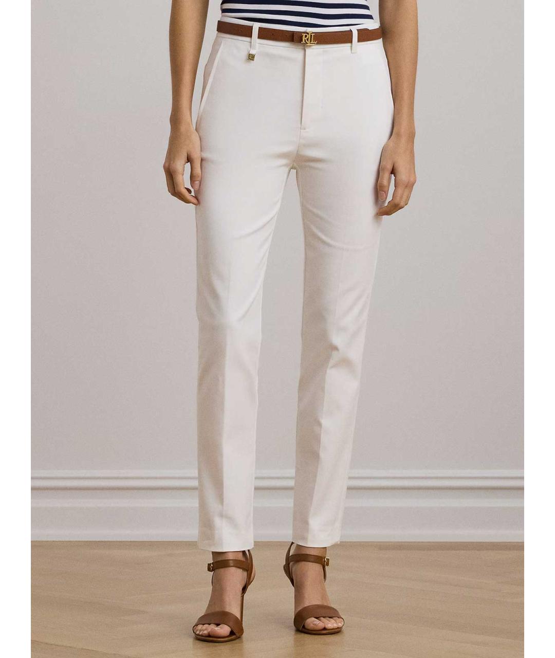 RALPH LAUREN Белые хлопковые брюки узкие, фото 2