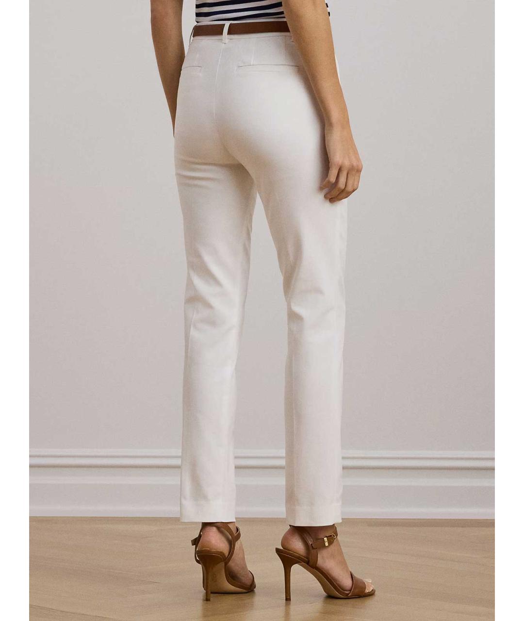 RALPH LAUREN Белые хлопковые брюки узкие, фото 3
