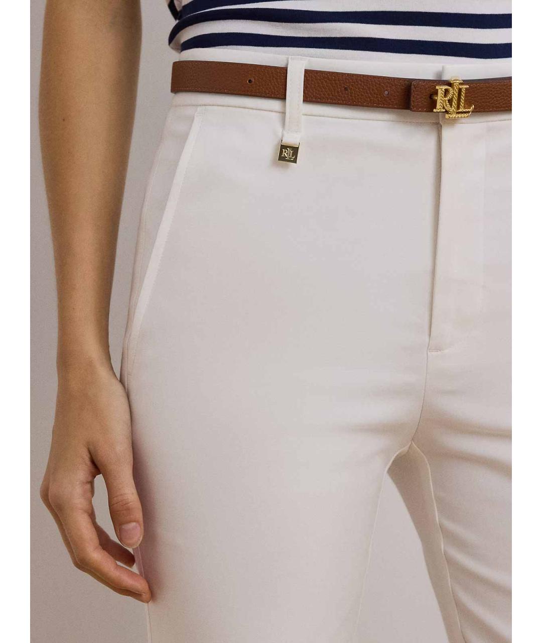 RALPH LAUREN Белые хлопковые брюки узкие, фото 4