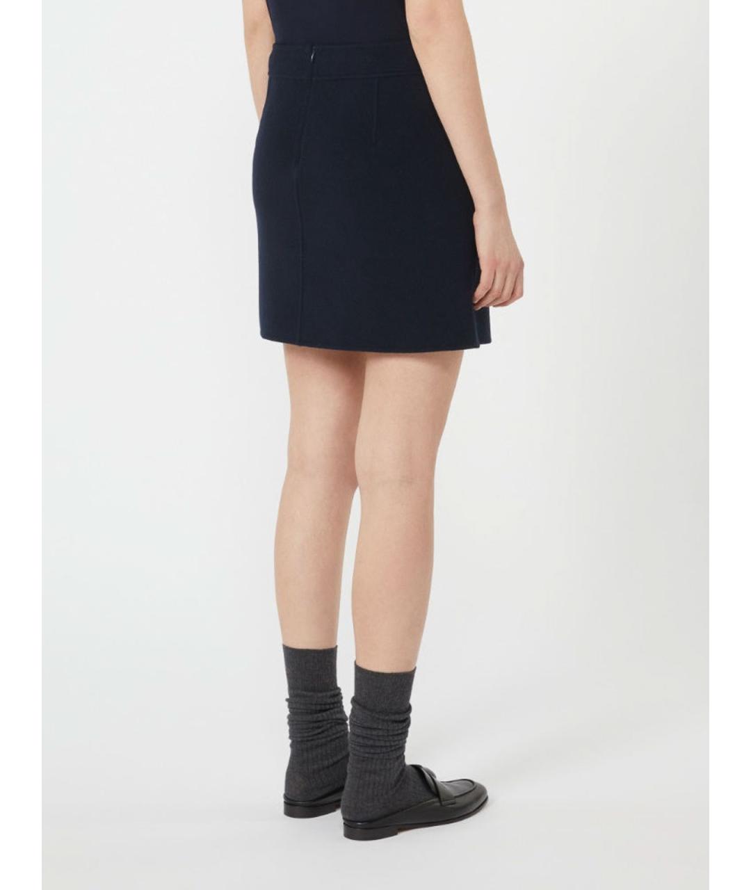 'S MAX MARA Синяя шерстяная юбка мини, фото 4
