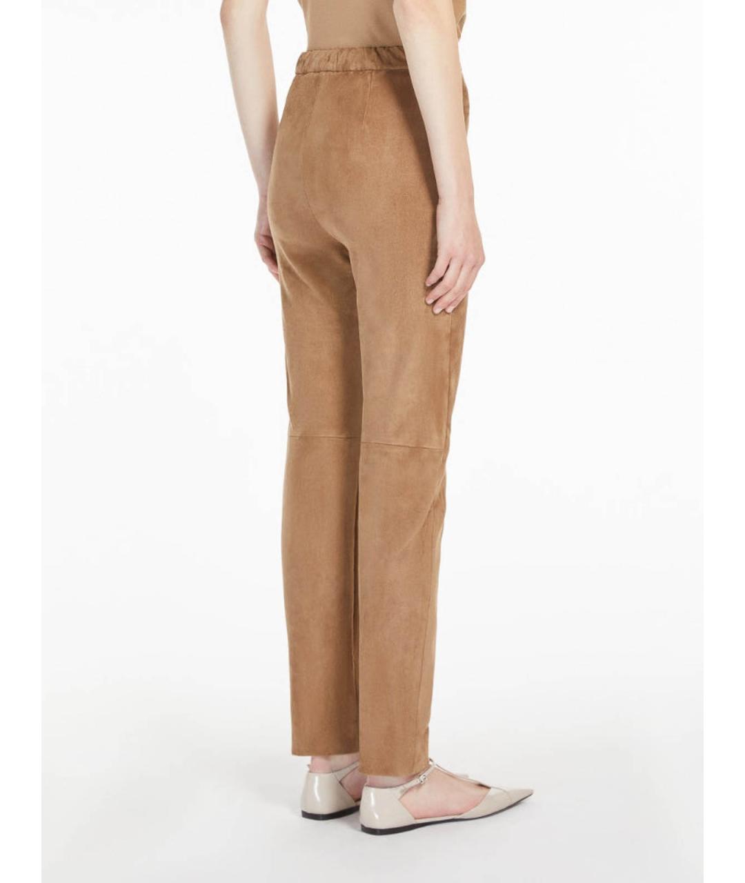 'S MAX MARA Бежевые замшевые брюки широкие, фото 4