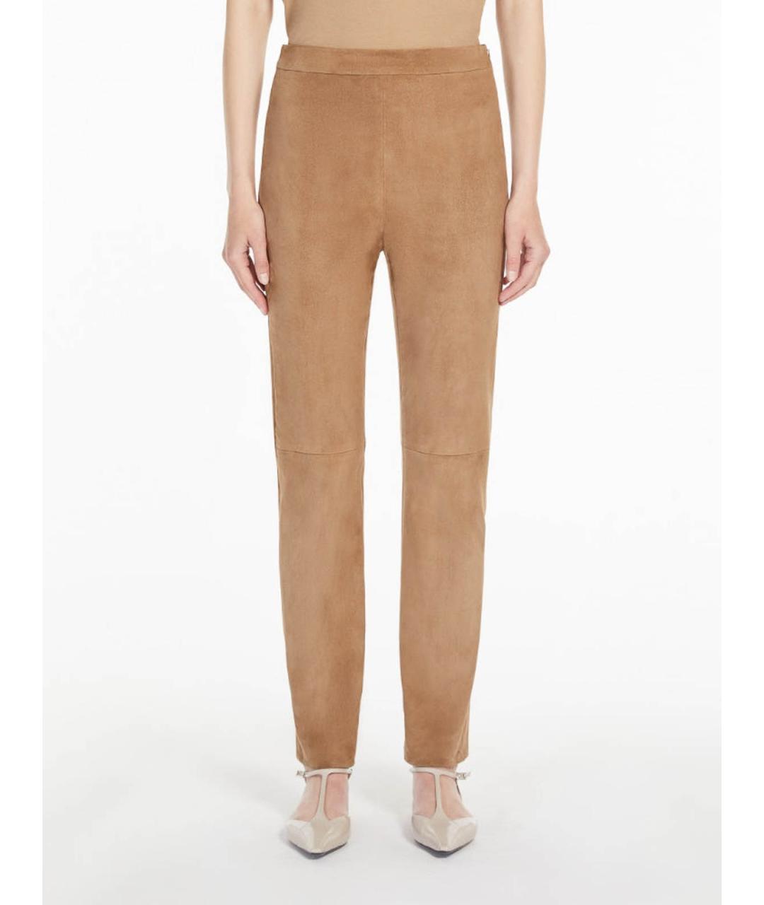 'S MAX MARA Бежевые замшевые брюки широкие, фото 3