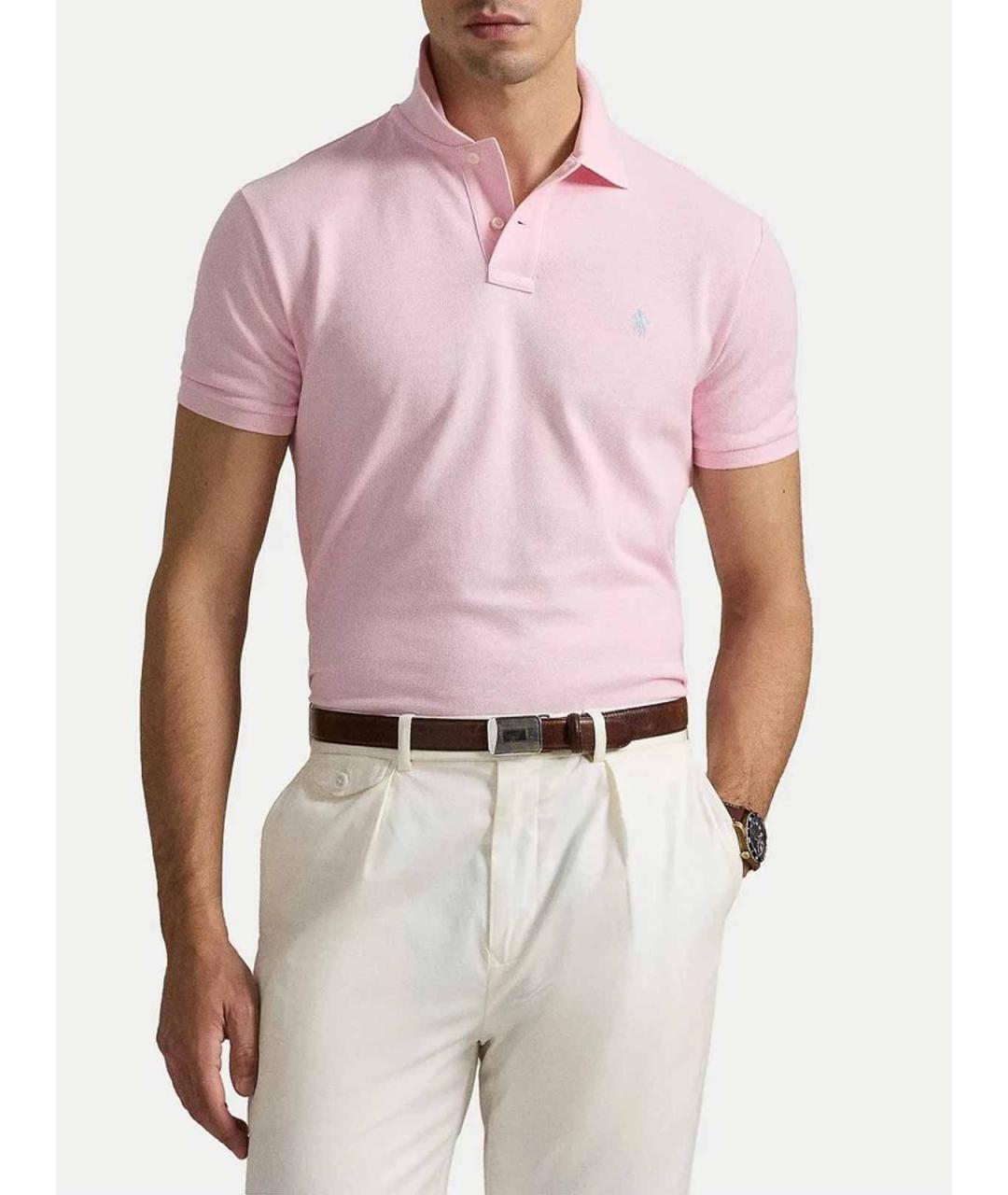 POLO RALPH LAUREN Бежевое хлопковое поло с коротким рукавом, фото 3