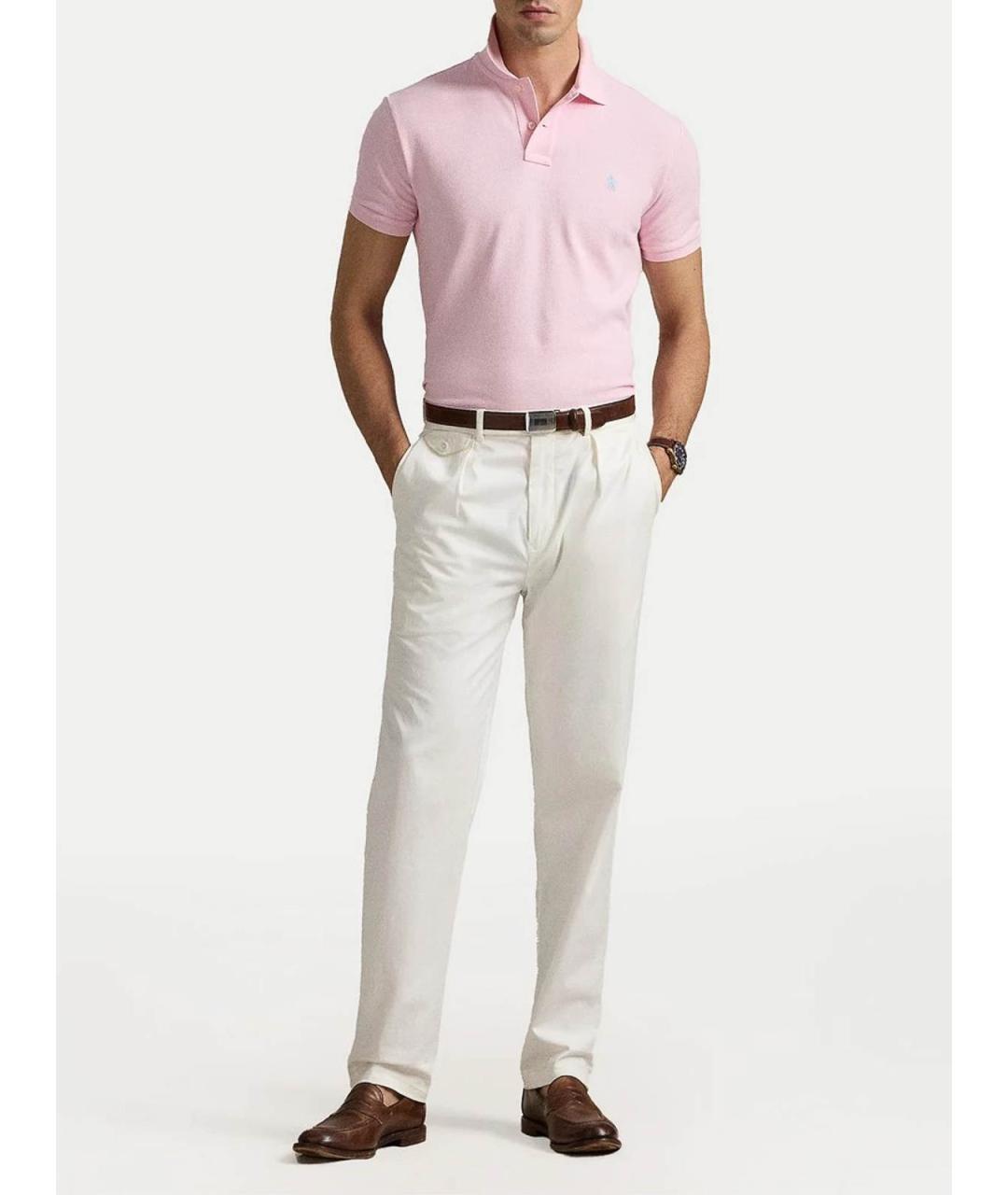 POLO RALPH LAUREN Бежевое хлопковое поло с коротким рукавом, фото 2
