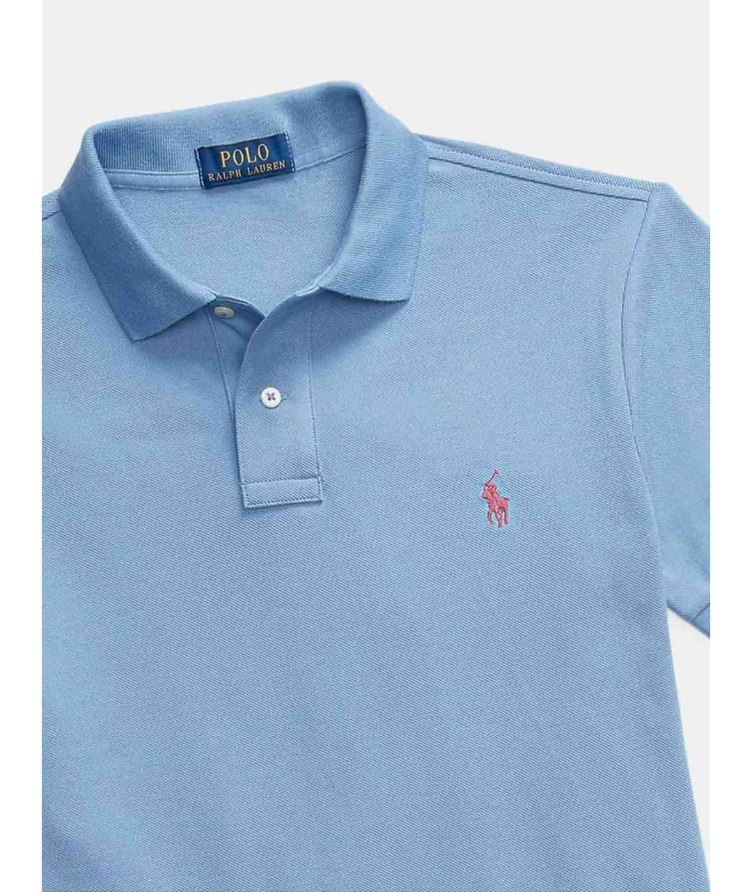 POLO RALPH LAUREN Синее хлопковое поло с коротким рукавом, фото 3