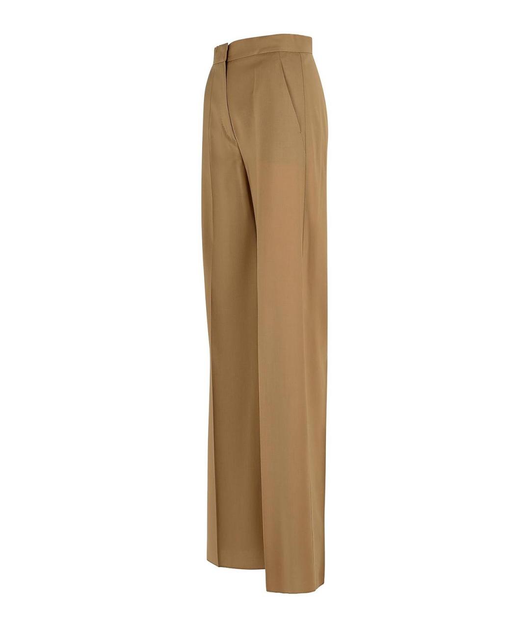 MAX MARA Бежевые шерстяные брюки широкие, фото 3