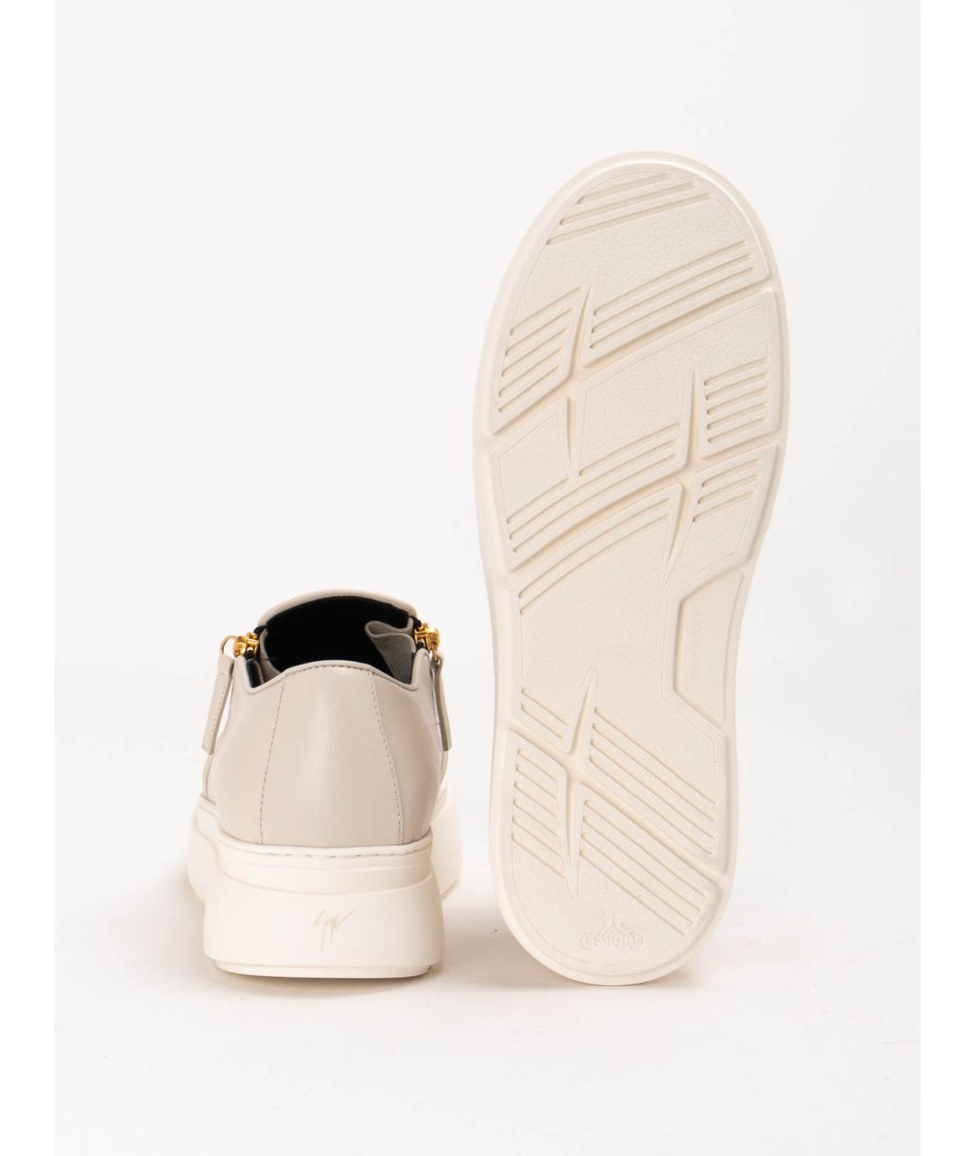 GIUSEPPE ZANOTTI DESIGN Бежевые кожаные слипоны, фото 5