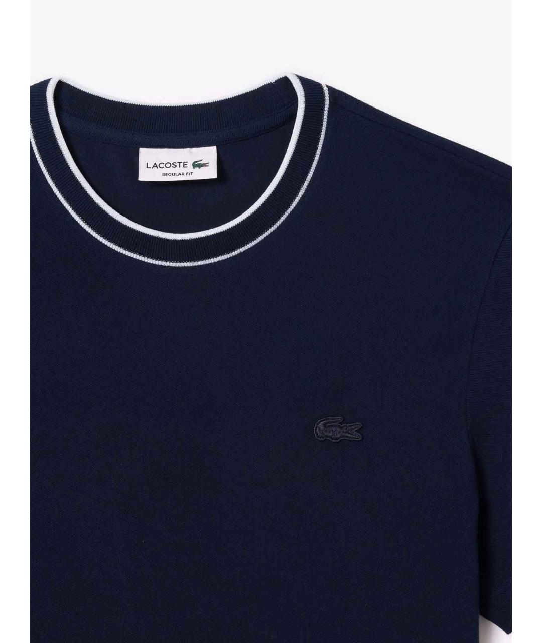 LACOSTE Синяя хлопковая футболка, фото 2