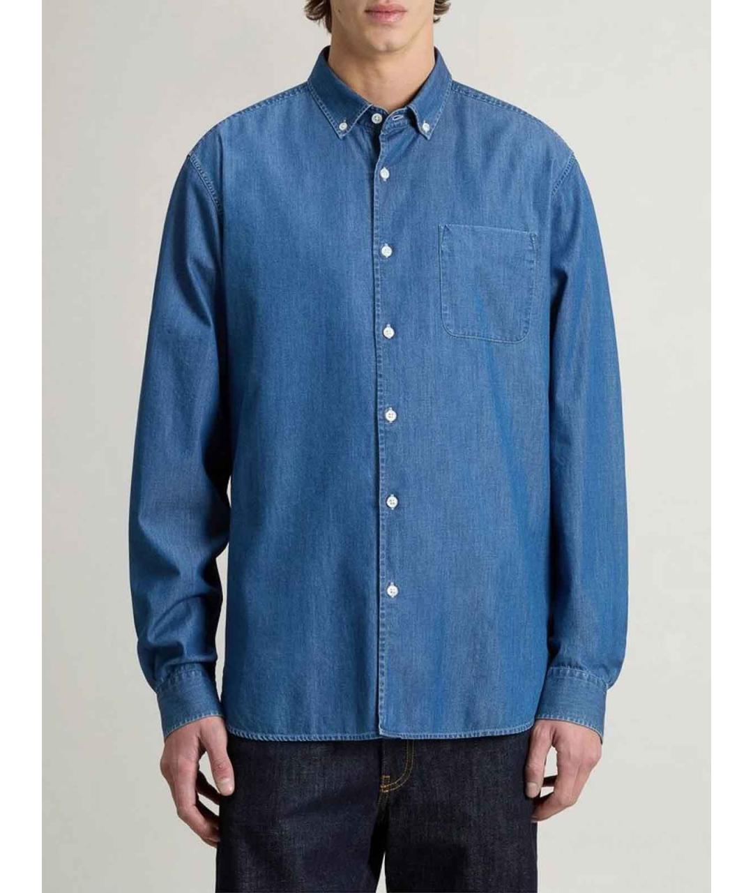 WOOLRICH Синяя хлопковая кэжуал рубашка, фото 2