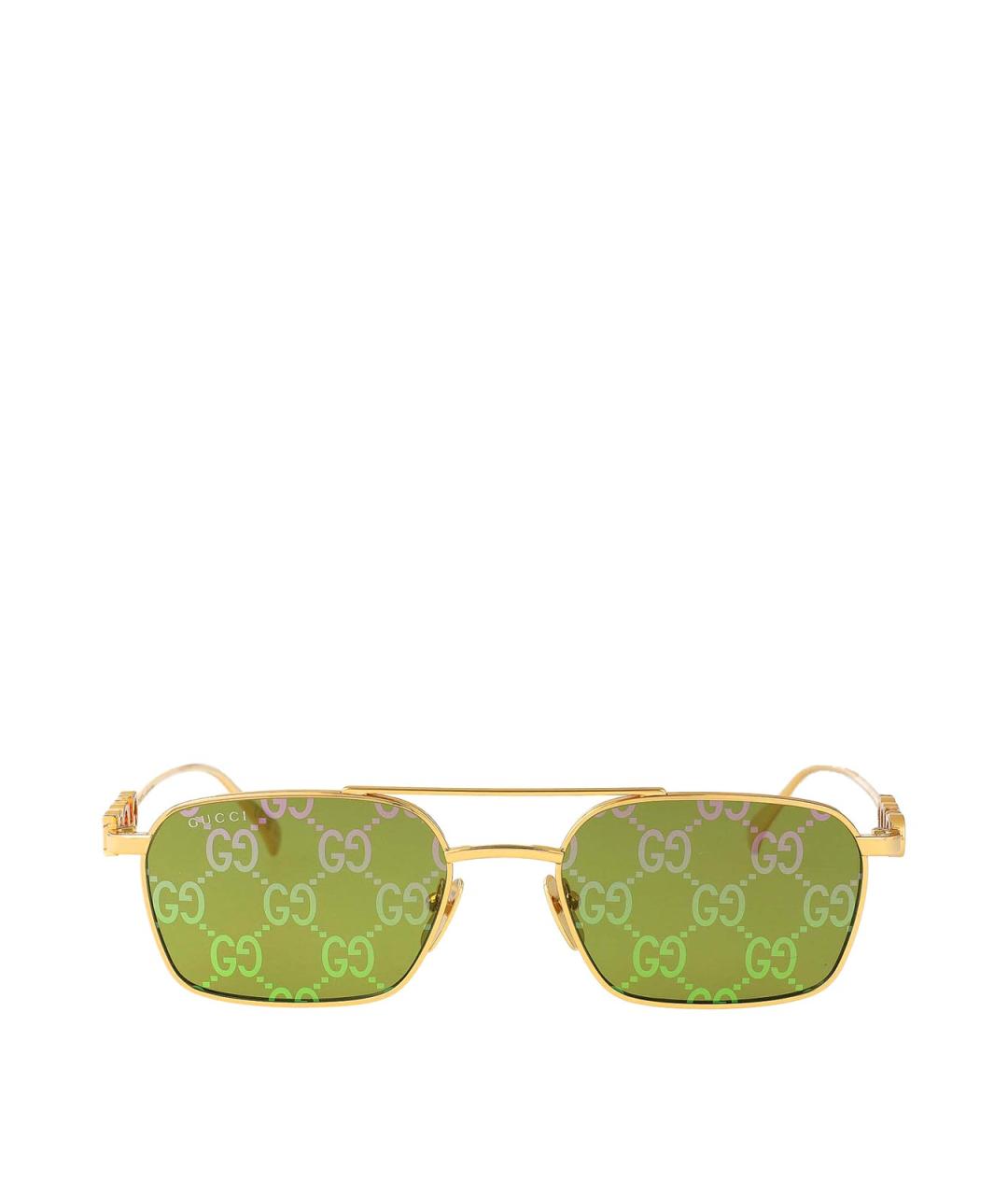 GUCCI Золотые металлические солнцезащитные очки, фото 1