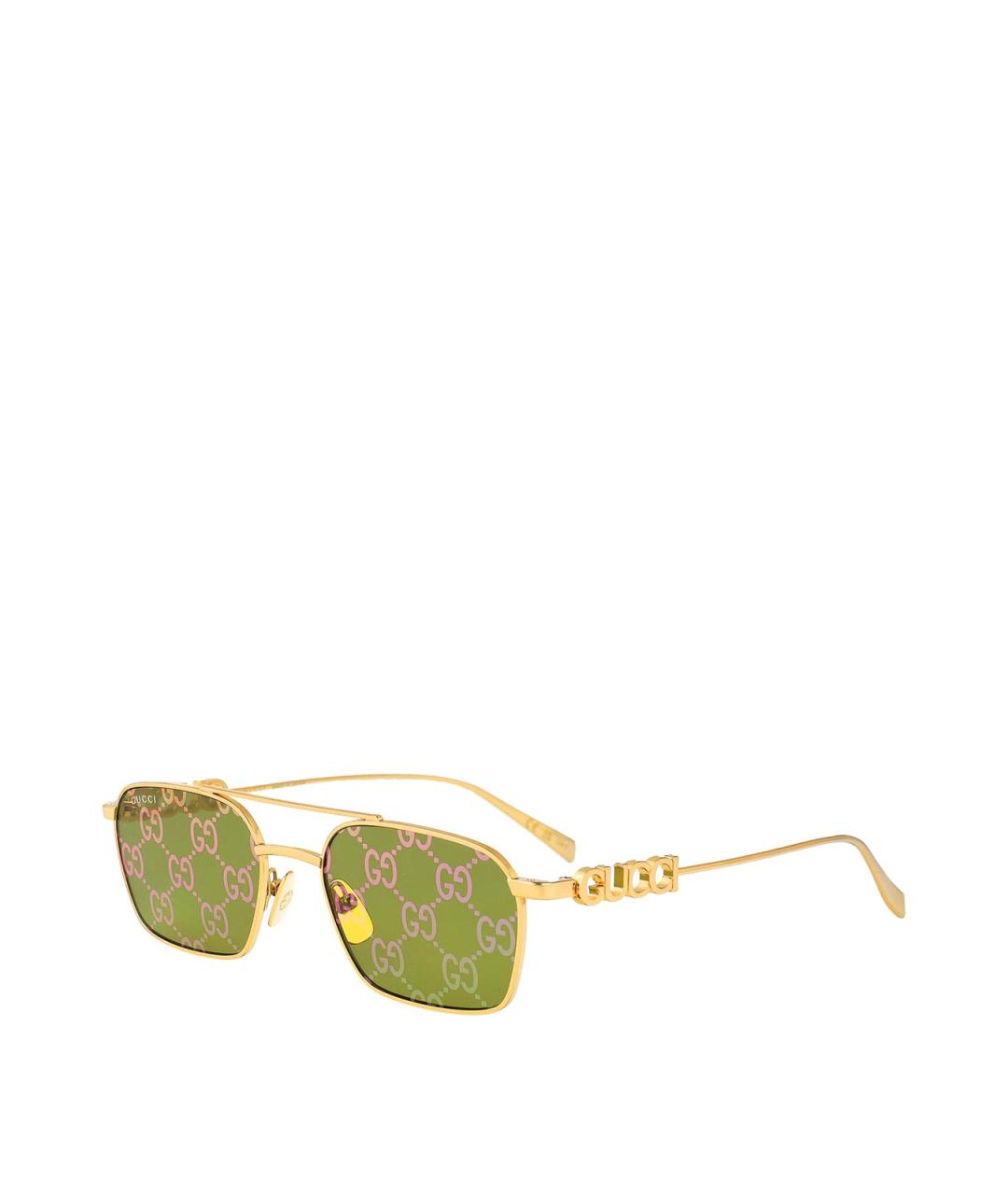 GUCCI Золотые металлические солнцезащитные очки, фото 2