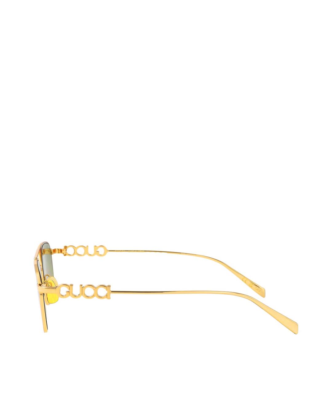 GUCCI Золотые металлические солнцезащитные очки, фото 3