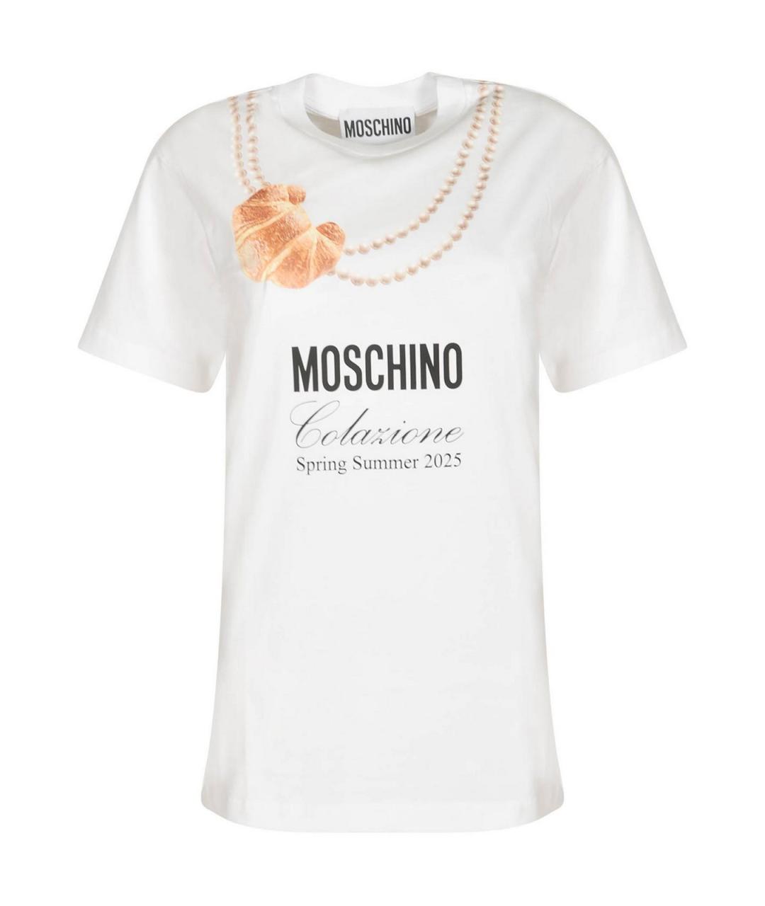MOSCHINO Белая хлопковая футболка, фото 1