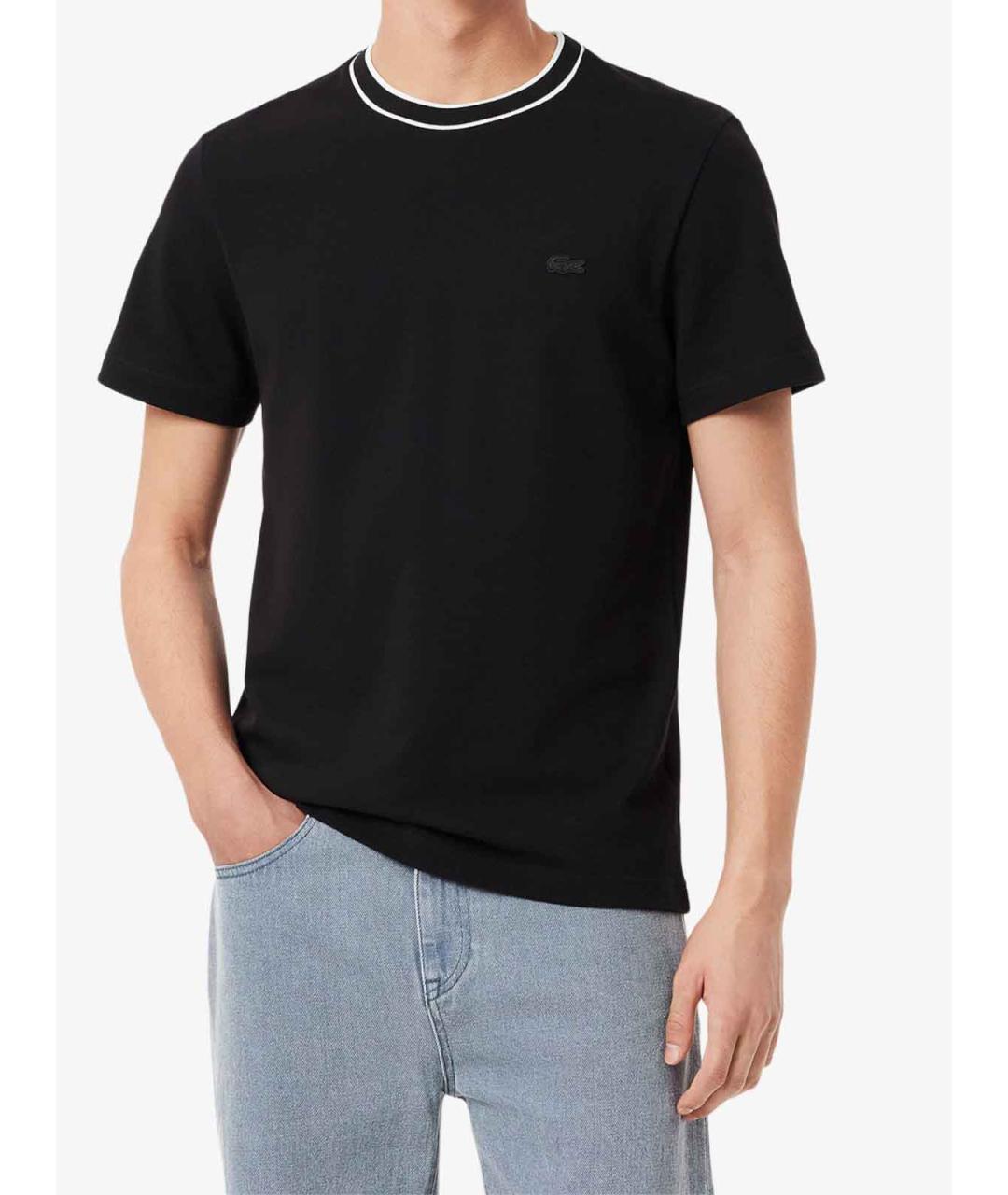 LACOSTE Черная хлопковая футболка, фото 3