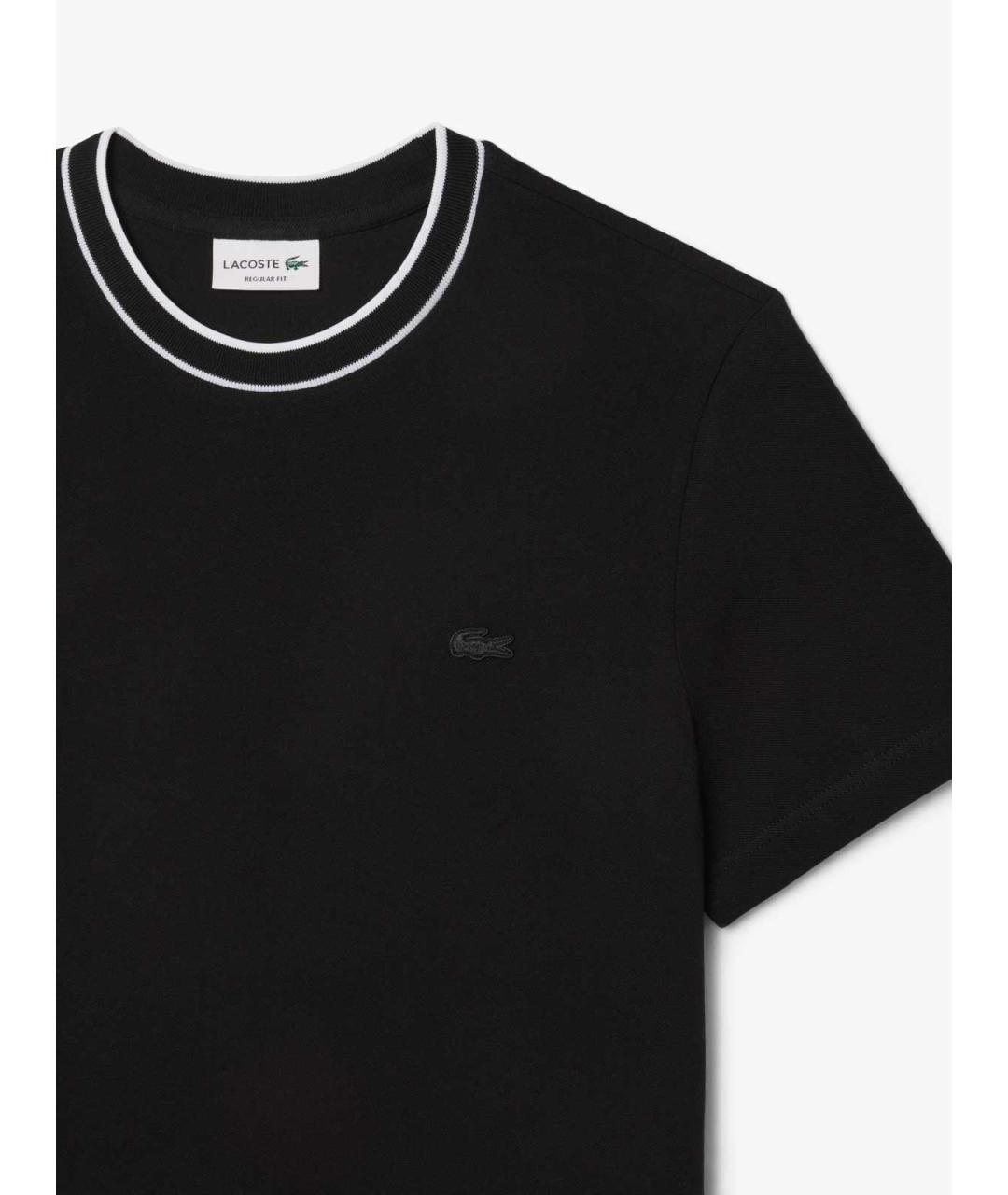 LACOSTE Черная хлопковая футболка, фото 2