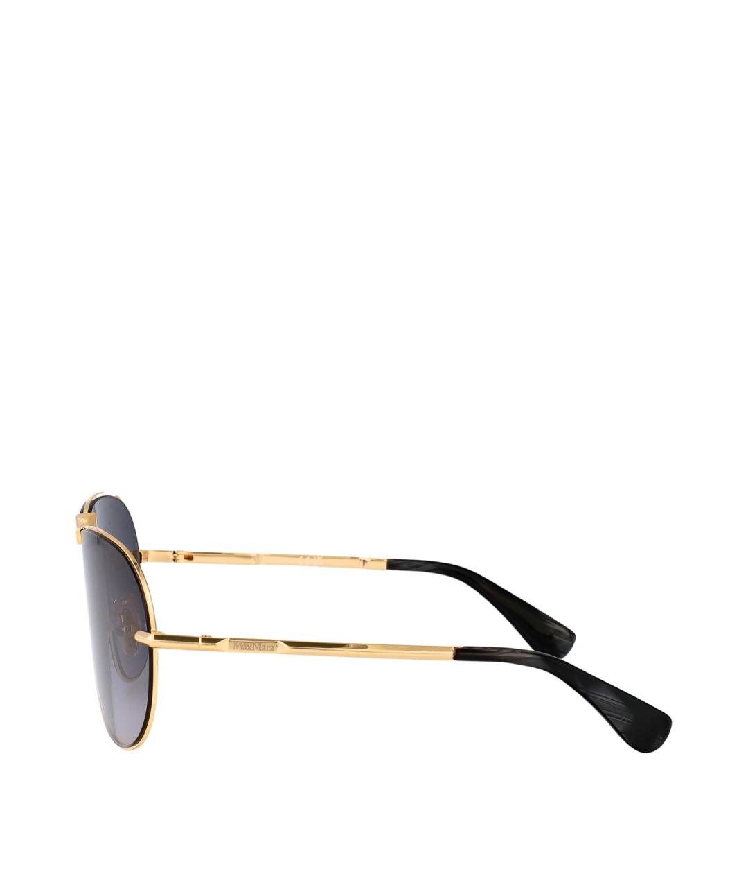 MAX MARA Золотые металлические солнцезащитные очки, фото 3