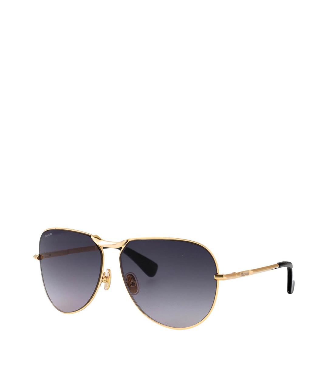 MAX MARA Золотые металлические солнцезащитные очки, фото 2
