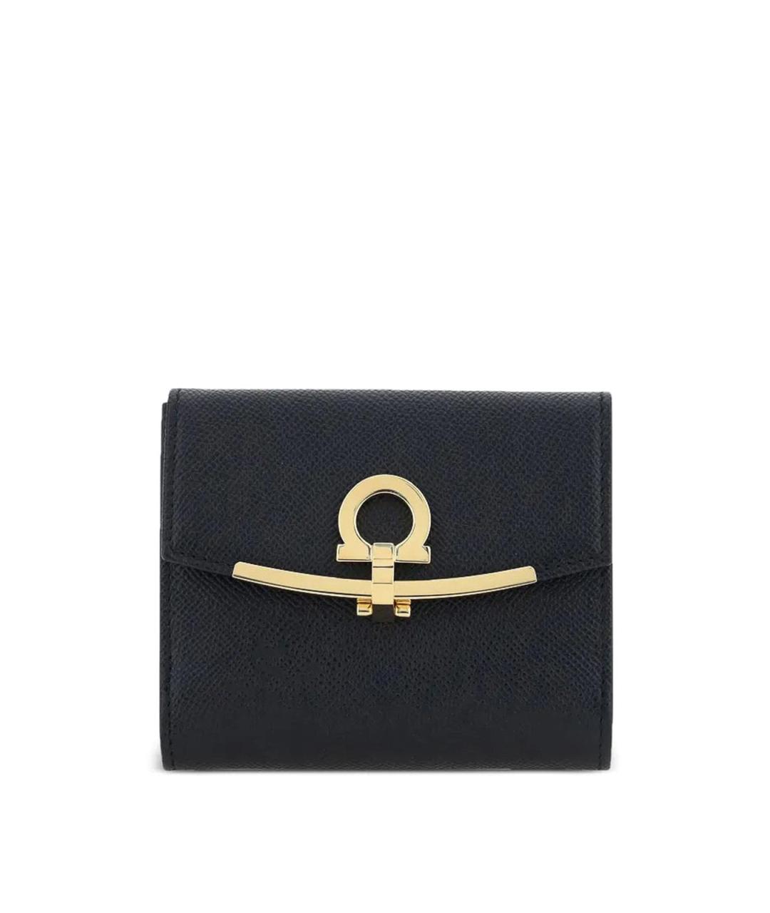 FERRAGAMO Черный кожаный кошелек, фото 1