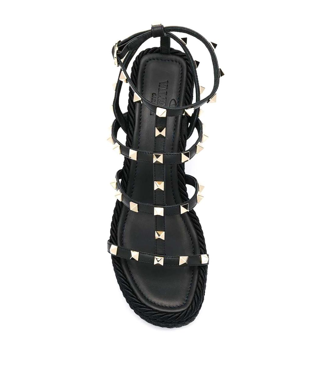 VALENTINO Черные кожаные босоножки, фото 4