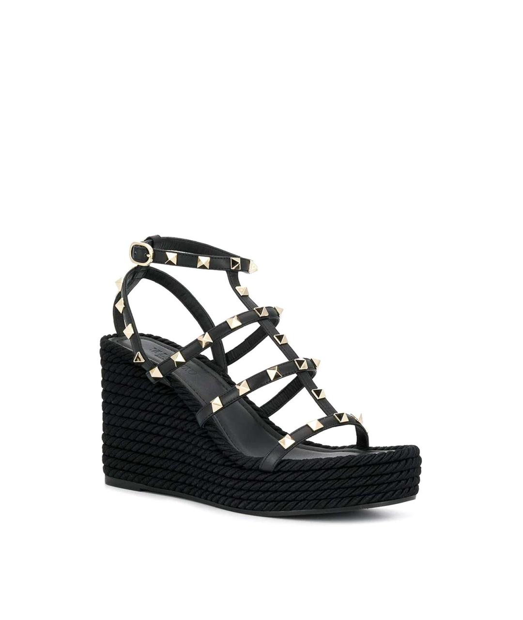 VALENTINO Черные кожаные босоножки, фото 2